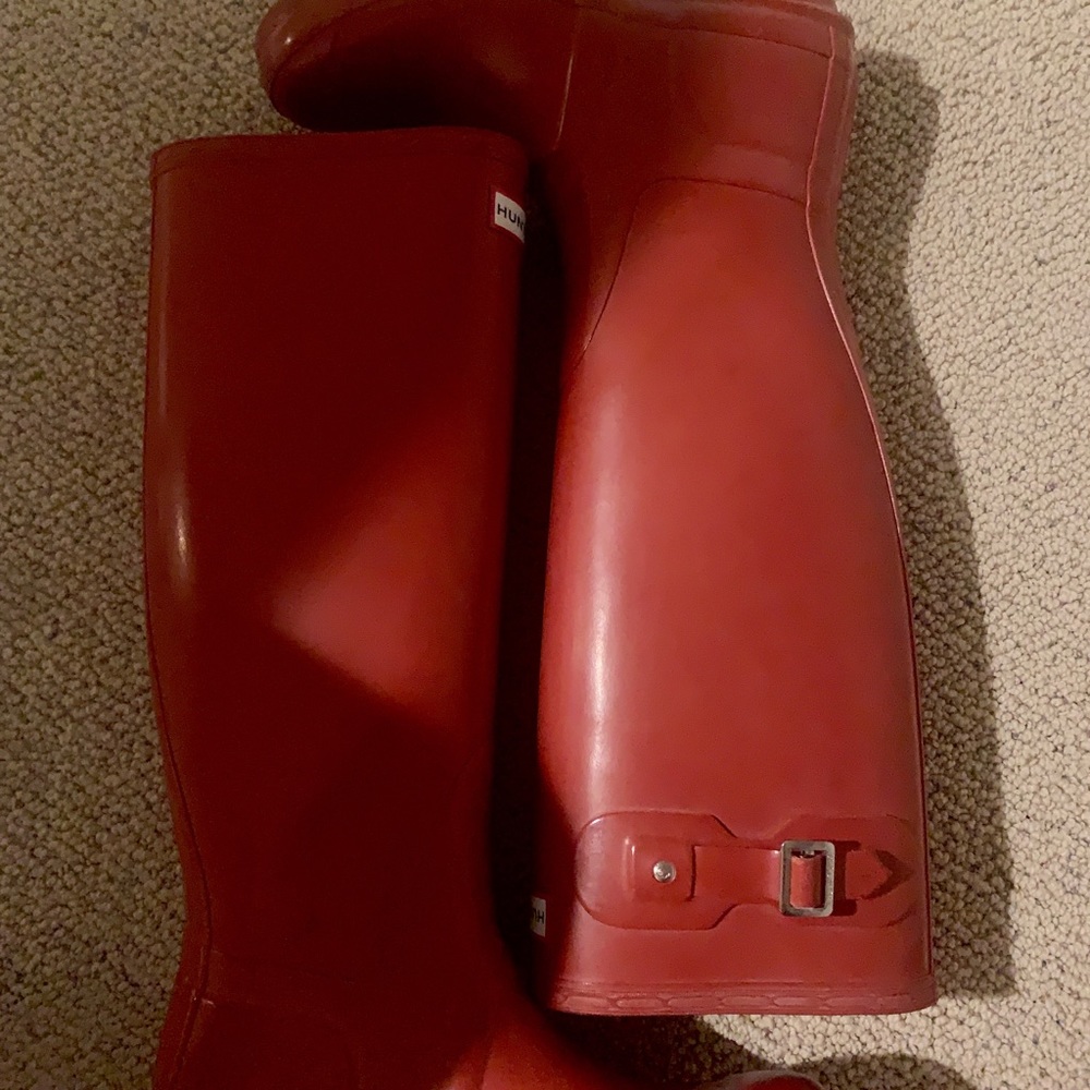 Hunter boots tall rain boots brick red size 8